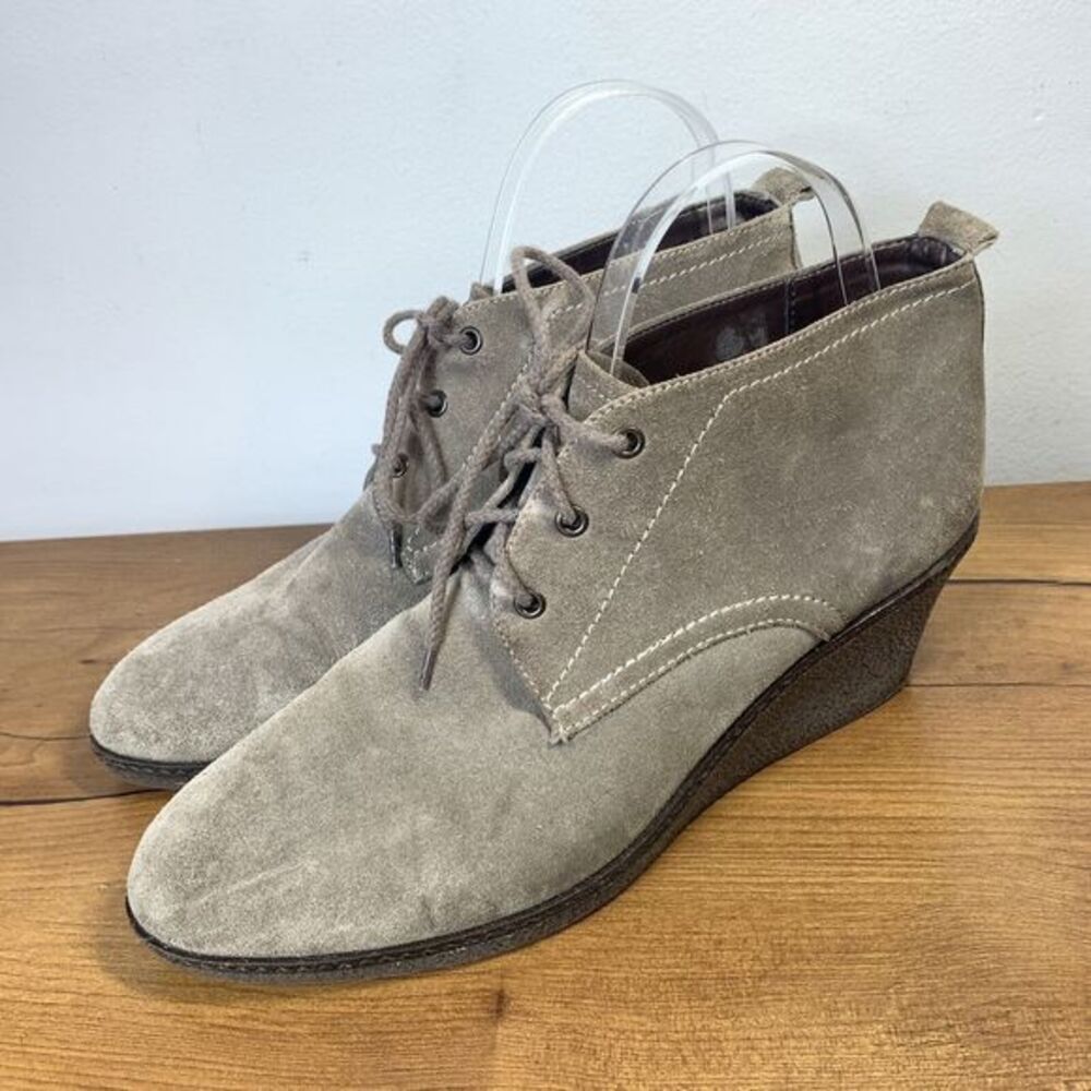 The Flexx Tan Brown Suede Lace up Wedge Bootie Womens SZ US 9/ 40.5 See Descrip